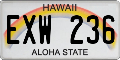 HI license plate EXW236