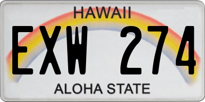 HI license plate EXW274