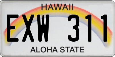 HI license plate EXW311