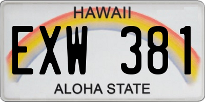 HI license plate EXW381