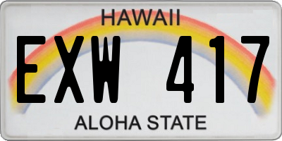 HI license plate EXW417