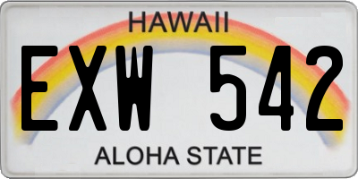 HI license plate EXW542