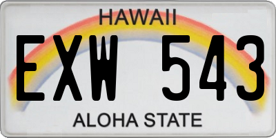 HI license plate EXW543