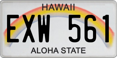 HI license plate EXW561