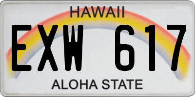 HI license plate EXW617