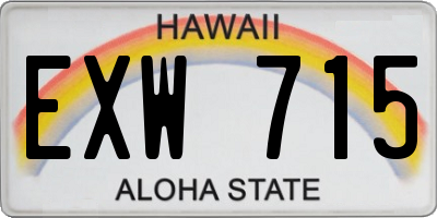 HI license plate EXW715