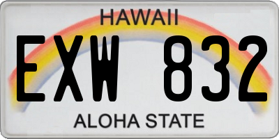 HI license plate EXW832