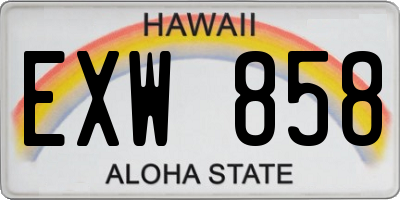 HI license plate EXW858