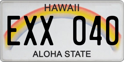 HI license plate EXX040