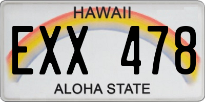 HI license plate EXX478