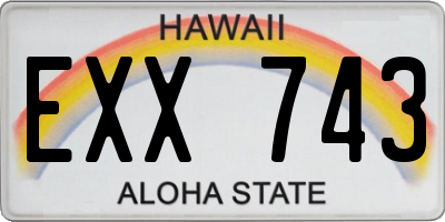 HI license plate EXX743
