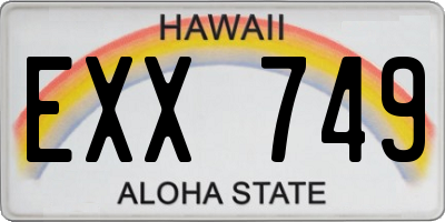 HI license plate EXX749