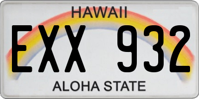 HI license plate EXX932