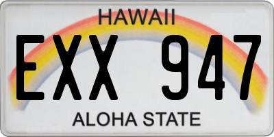 HI license plate EXX947