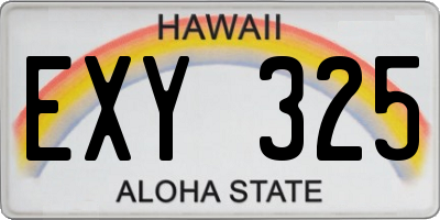 HI license plate EXY325