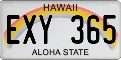 HI license plate EXY365