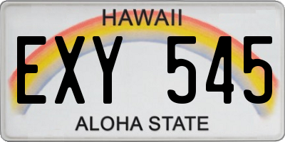 HI license plate EXY545