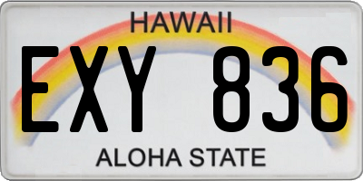 HI license plate EXY836