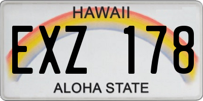 HI license plate EXZ178