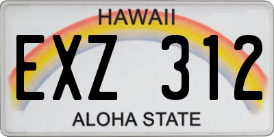 HI license plate EXZ312