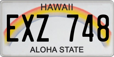 HI license plate EXZ748