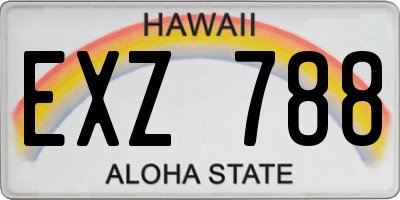HI license plate EXZ788