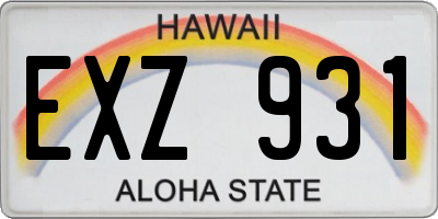 HI license plate EXZ931