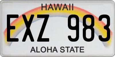 HI license plate EXZ983
