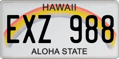 HI license plate EXZ988