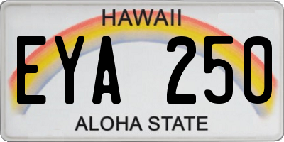 HI license plate EYA250