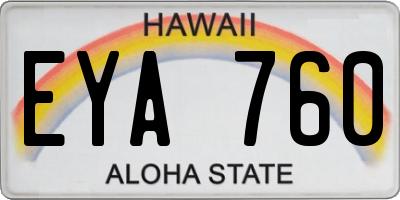 HI license plate EYA760