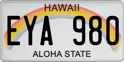 HI license plate EYA980