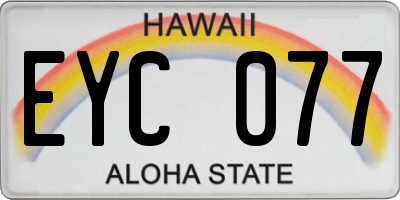 HI license plate EYC077