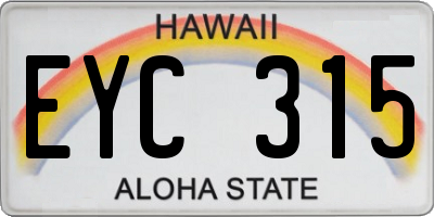 HI license plate EYC315