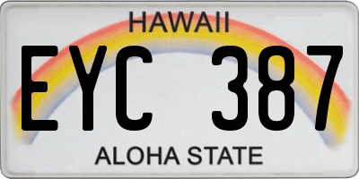 HI license plate EYC387