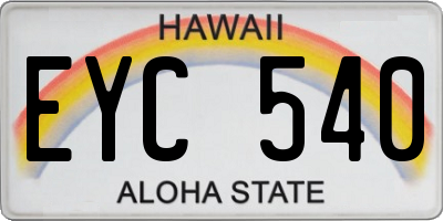 HI license plate EYC540