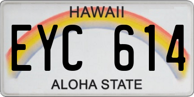 HI license plate EYC614