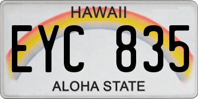HI license plate EYC835