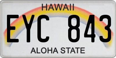 HI license plate EYC843