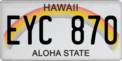 HI license plate EYC870