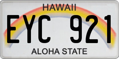 HI license plate EYC921