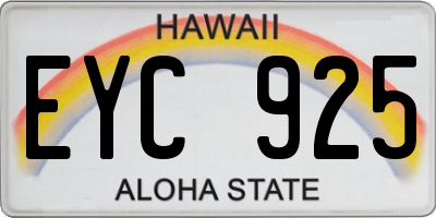 HI license plate EYC925