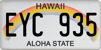 HI license plate EYC935