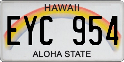 HI license plate EYC954