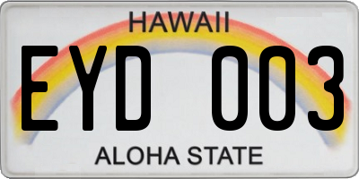 HI license plate EYD003