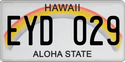 HI license plate EYD029