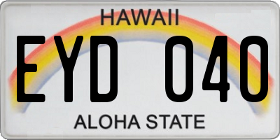 HI license plate EYD040