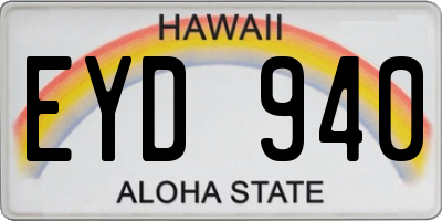 HI license plate EYD940