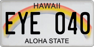 HI license plate EYE040