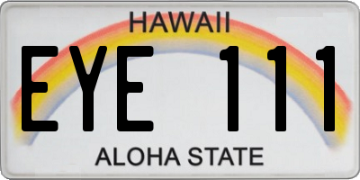 HI license plate EYE111